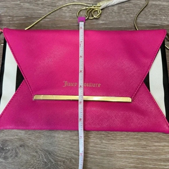 NWT Juicy‎ Couture Envelope Clutch Crossbody Bag Gold Chain Strap *FLAW* - Picture 9 of 12